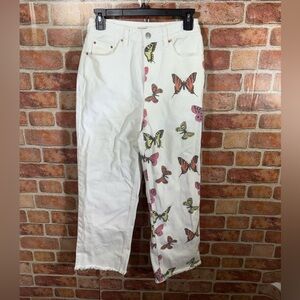 Butterfly 90's Boyfriend Straight Leg raw hem crop Jeans - Size 27 by PacSun
